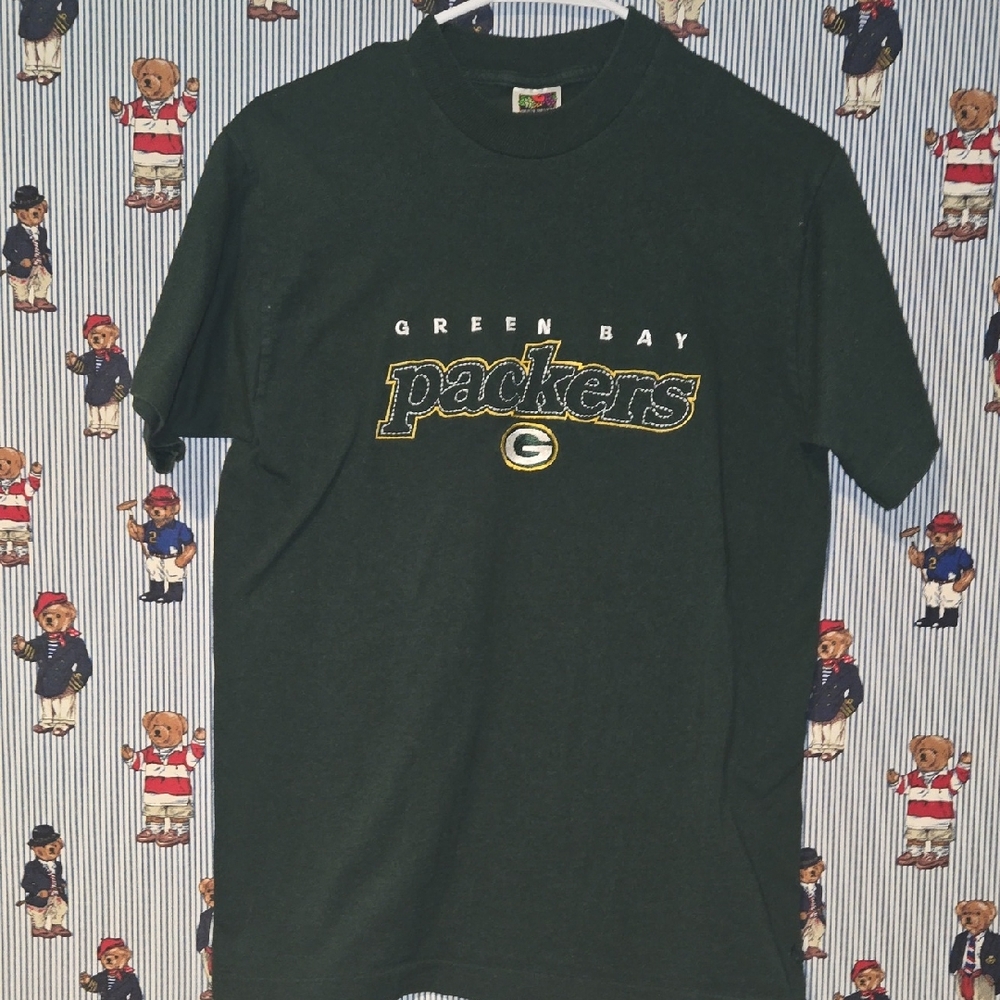 Vintage Green Bay Packers T-Shirt Embroidered Medium